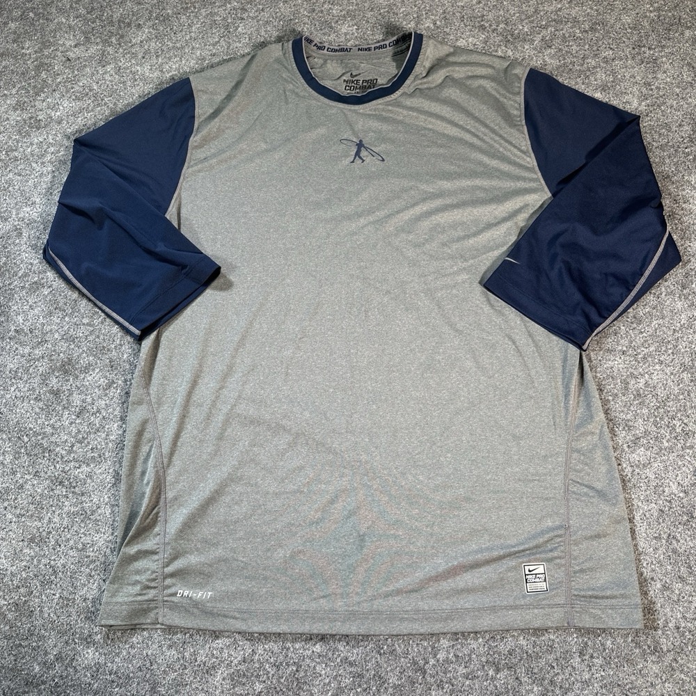 Nike Pro Combat Men's Dri-Fit Gray Ken Griffey Swingman 3/4 Sleeve Shirt XXL